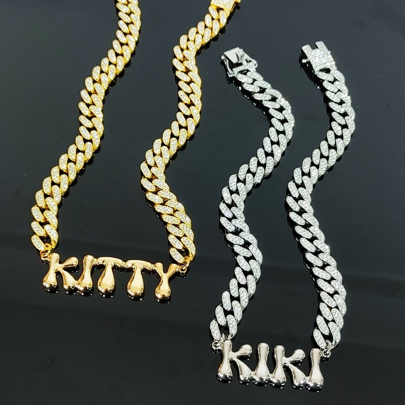 Bubble Letter Nameplate Necklaces Personalized Name Necklace