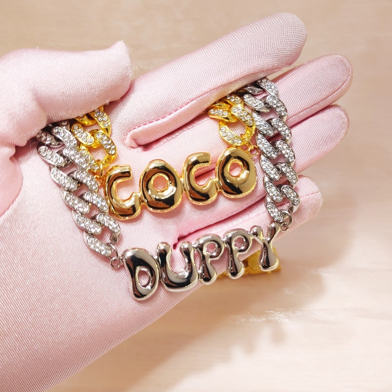 Bubble Letter Nameplate Necklaces Personalized Name Necklace