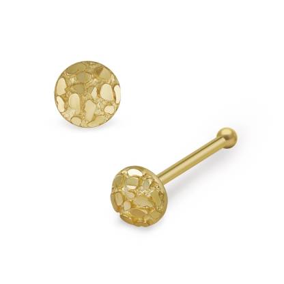 Gold Plated Vintage Nugget Style Ball End Stud Nose Ring