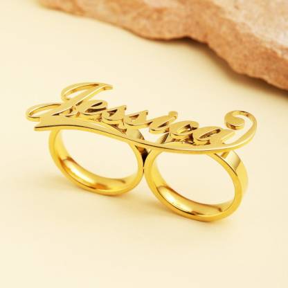 Two Finger Ring Personalized Custom 3D Name Ring