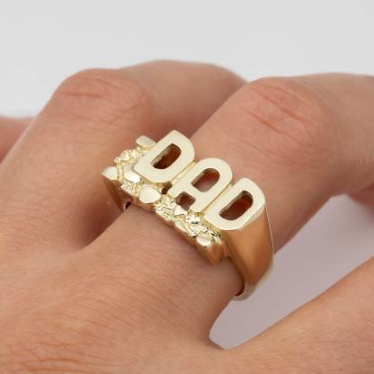 Dad Ring Gold Plated Nugget Ring