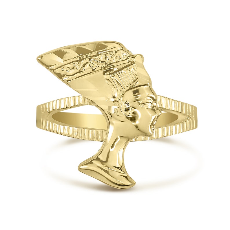 Gold Queen Nefertiti Egyptian Statement Ring Personalized Engraved Rin
