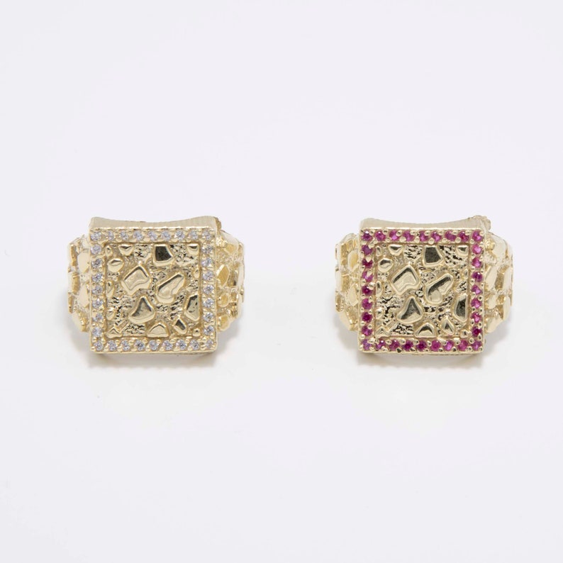 Shiny Square Nugget Ring Custom Engraved Ring