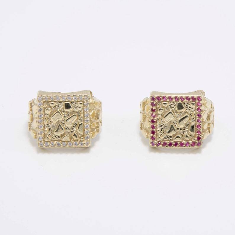 Shiny Square Nugget Ring Custom Engraved Ring