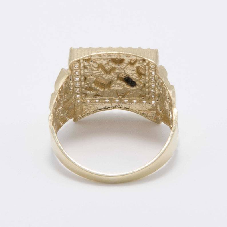 Shiny Square Nugget Ring Custom Engraved Ring