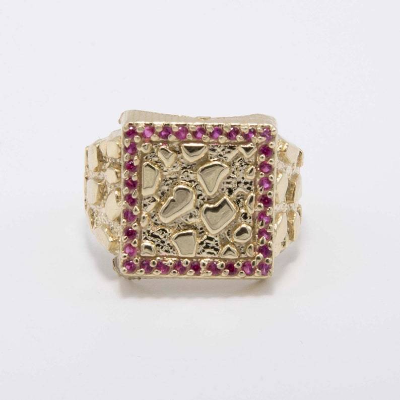 Shiny Square Nugget Ring Custom Engraved Ring