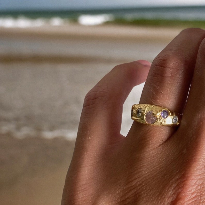 Irregular Chunky Nugget Ring Custom Birthstone Ring