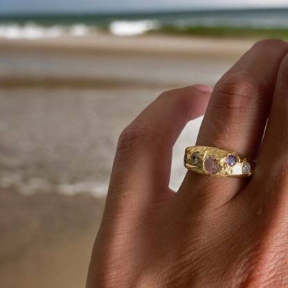 Irregular Chunky Nugget Ring Custom Birthstone Ring