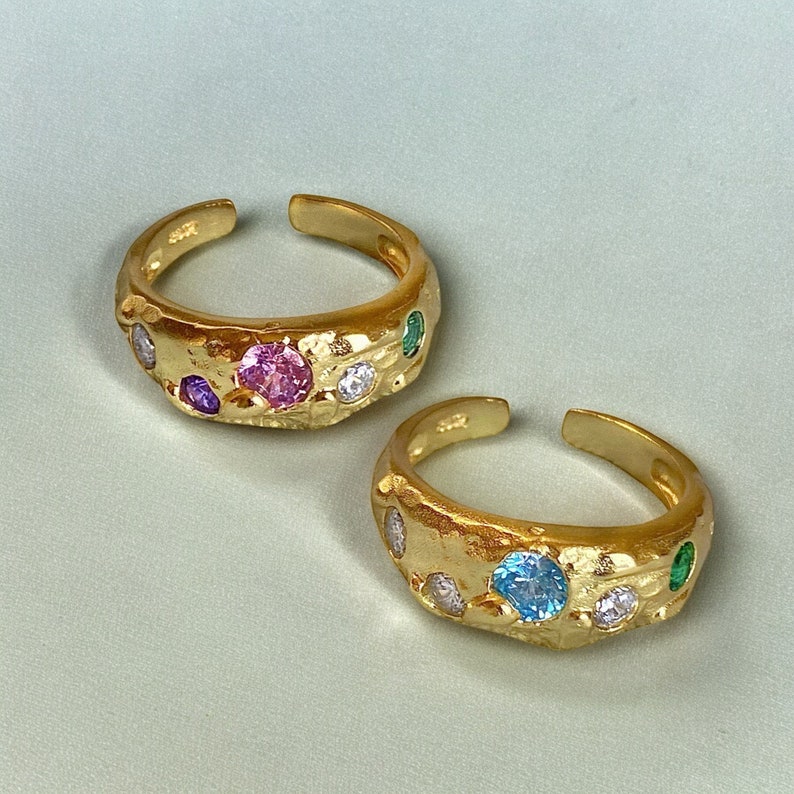 Irregular Chunky Nugget Ring Custom Birthstone Ring