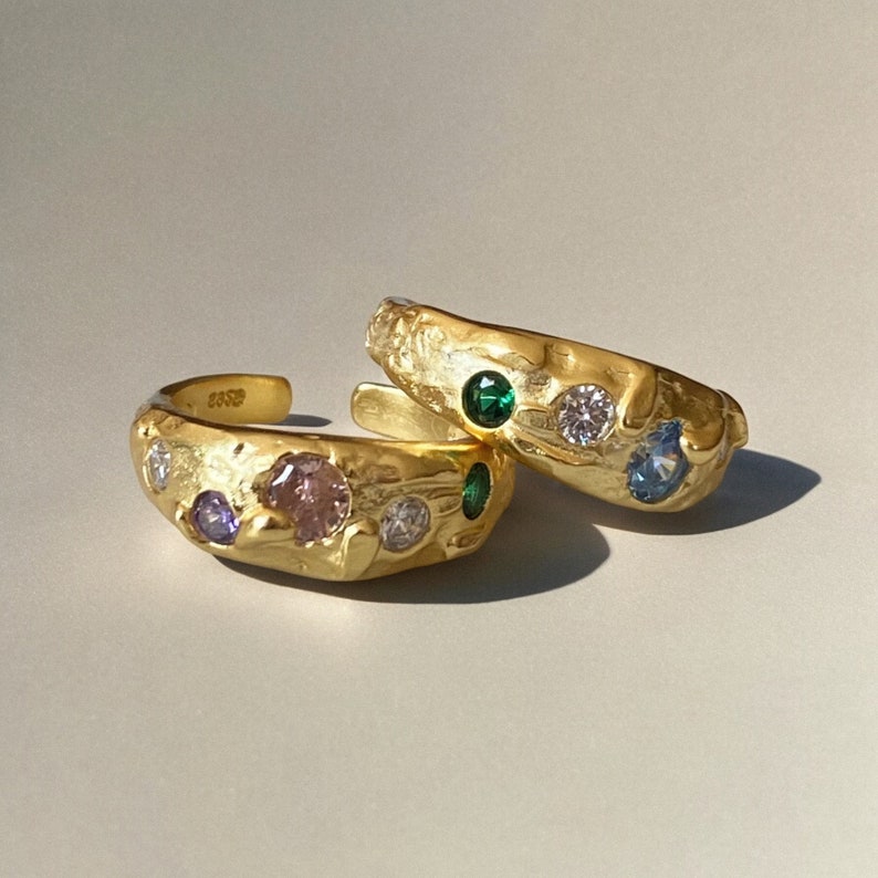 Irregular Chunky Nugget Ring Custom Birthstone Ring