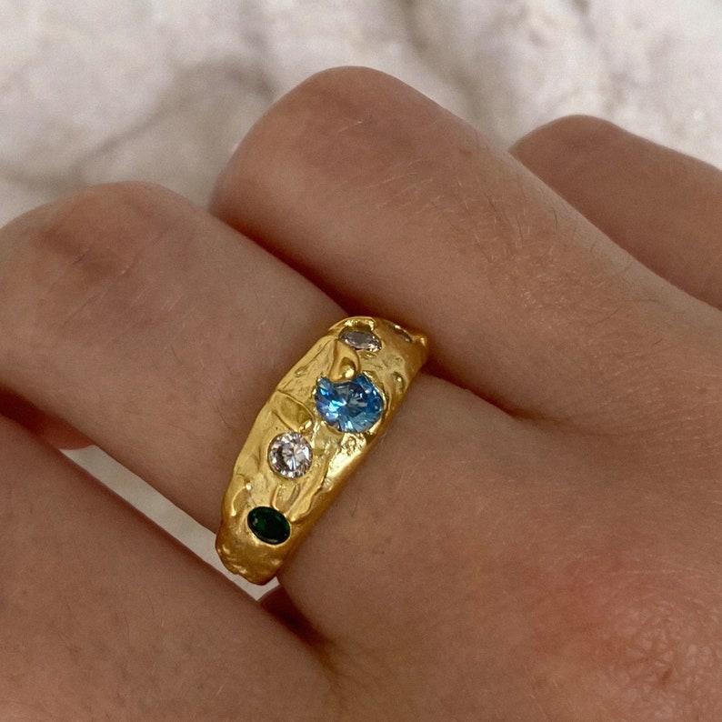 Irregular Chunky Nugget Ring Custom Birthstone Ring