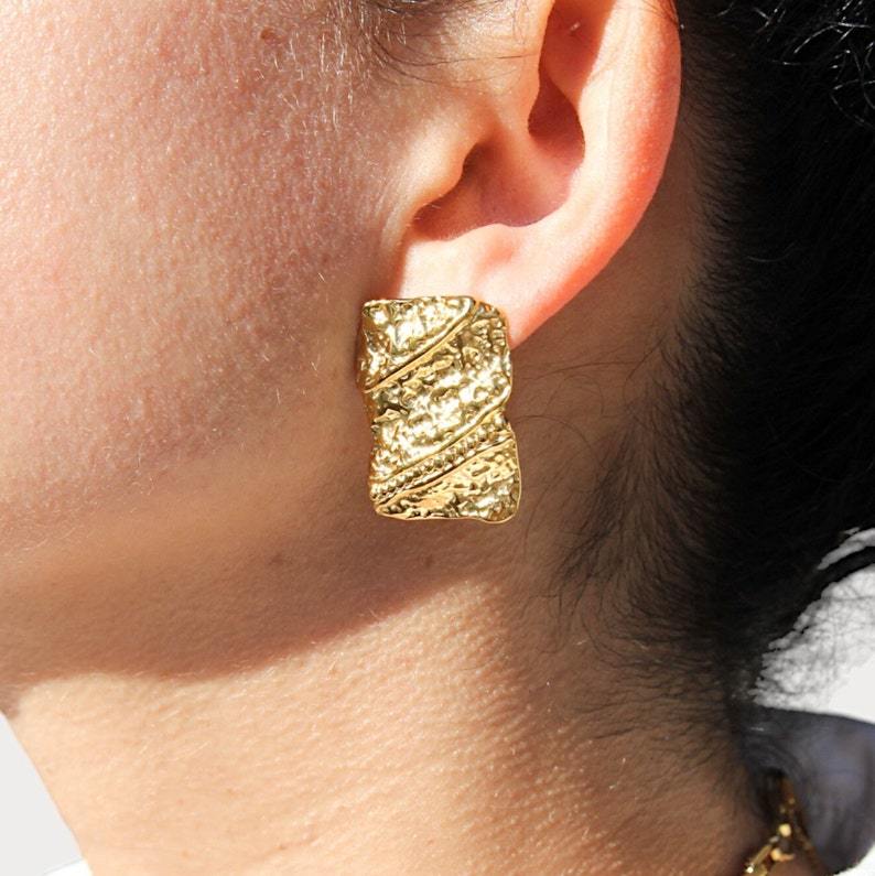 Nugget Earrings Gold Plated Chunky Stud Earring