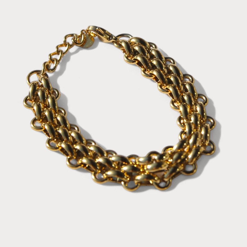 Chunky Chain Bracelet Gold Plated Vintage Style Bracelet 