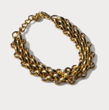 Chunky Chain Bracelet Gold Plated Vintage Style Bracelet 