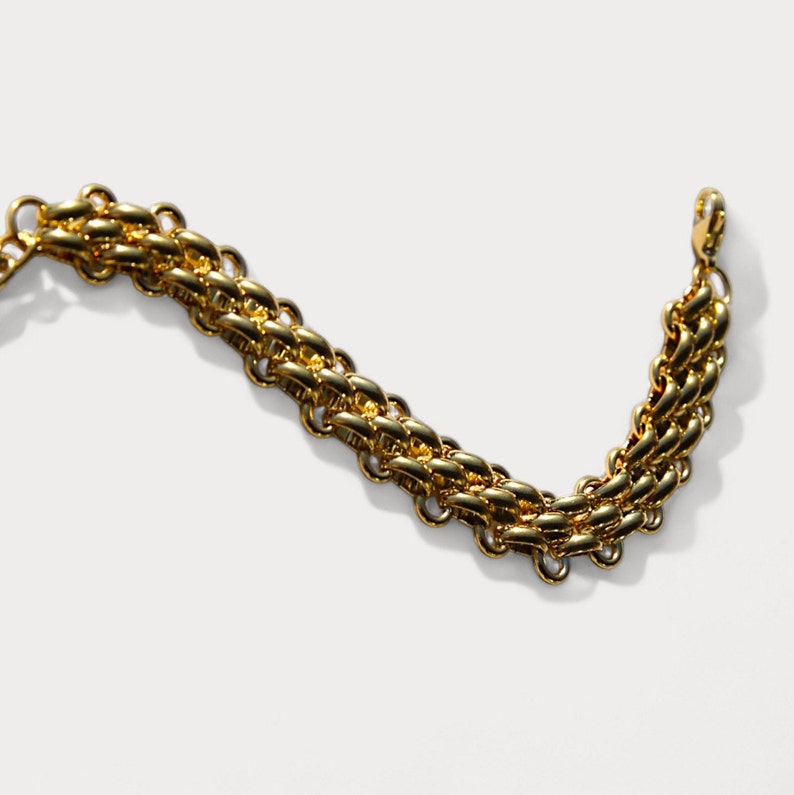 Chunky Chain Bracelet Gold Plated Vintage Style Bracelet 