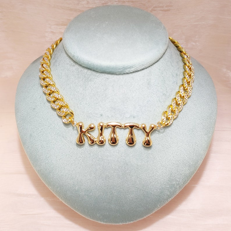 Bubble Letter Nameplate Necklaces Personalized Name Necklace
