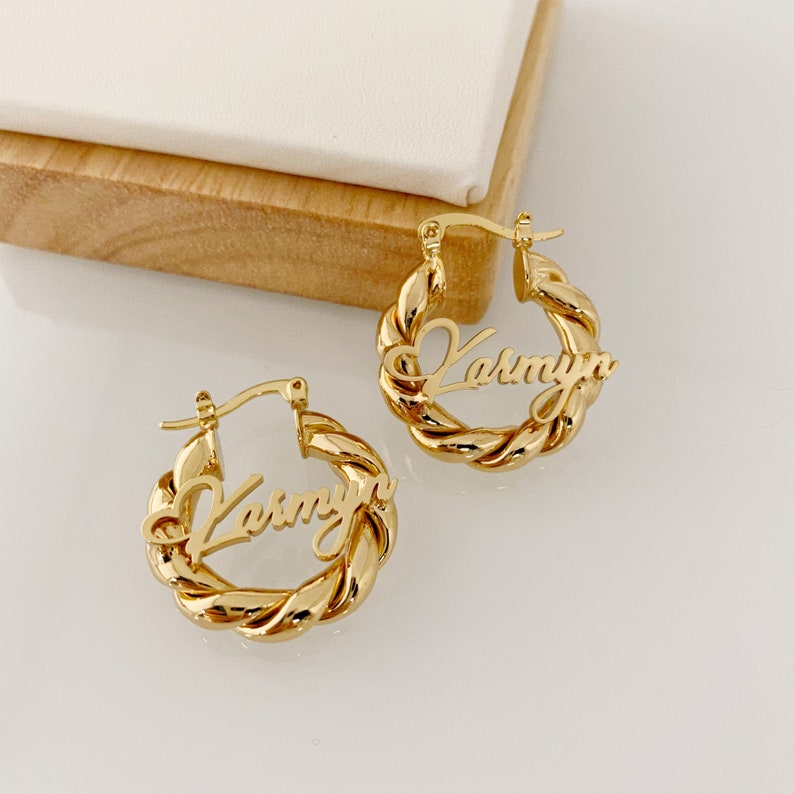 Peronalized Name Necklace Bracelet And Mini Hoop Earrings For Kids Baby