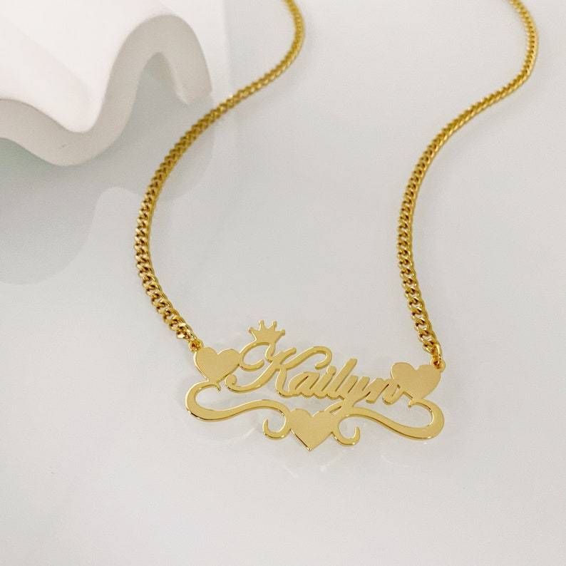 Peronalized Name Necklace Bracelet And Mini Hoop Earrings For Kids Baby