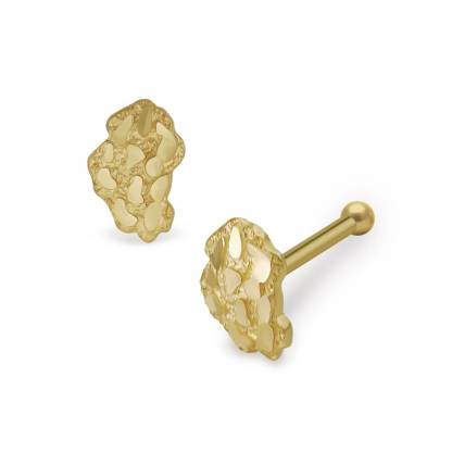 Gold Plated Vintage Nugget Style Ball End Stud Nose Ring