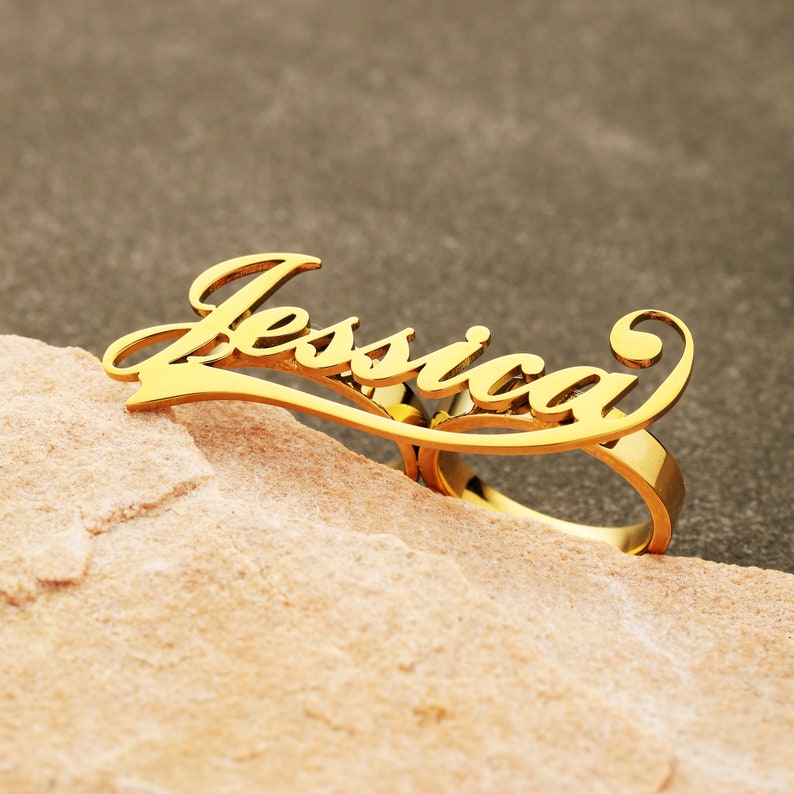 Two Finger Ring Personalized Custom 3D Name Ring