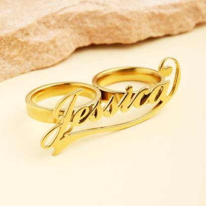 Two Finger Ring Personalized Custom 3D Name Ring
