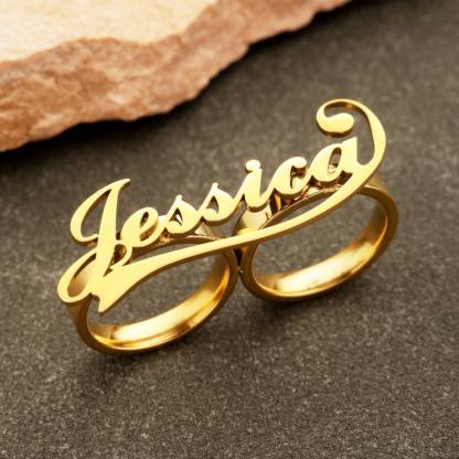Two Finger Ring Personalized Custom 3D Name Ring
