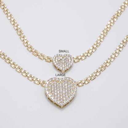 White CZ Zircon Heart Rx President Chain Necklace