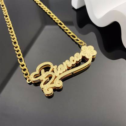 Double Layer Flower Nameplated Necklace Personalized Custom Name Necklace