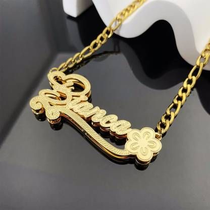 Double Layer Flower Nameplated Necklace Personalized Custom Name Necklace
