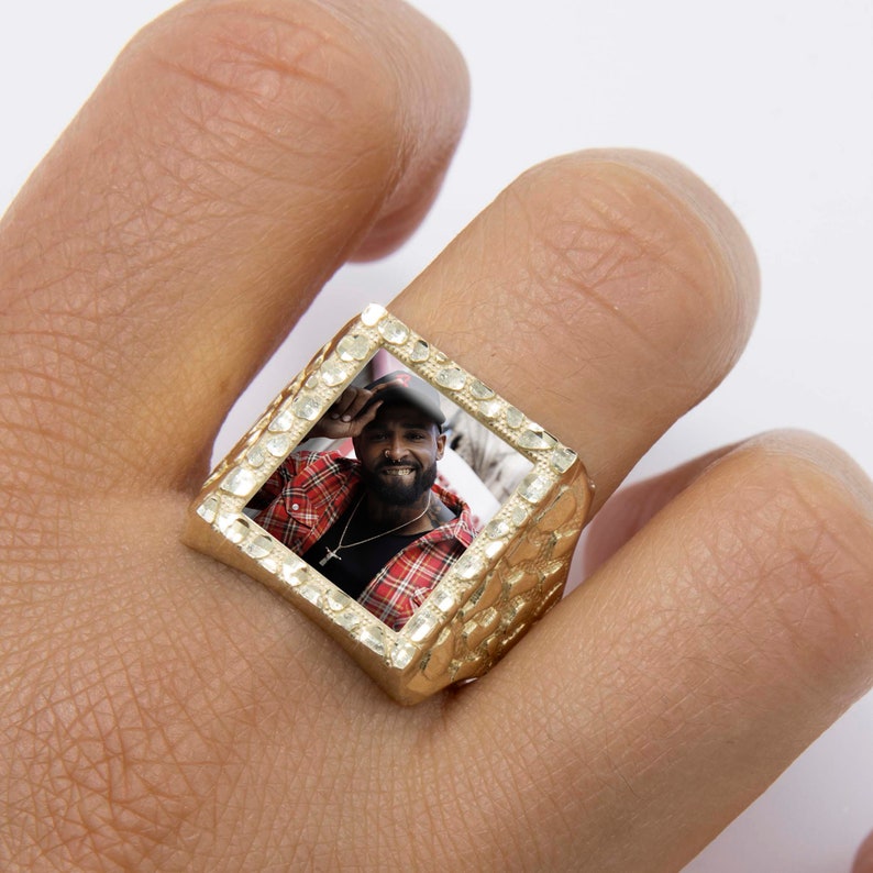 Picture Frame Memory Nugget Ring Custom Photo Ring