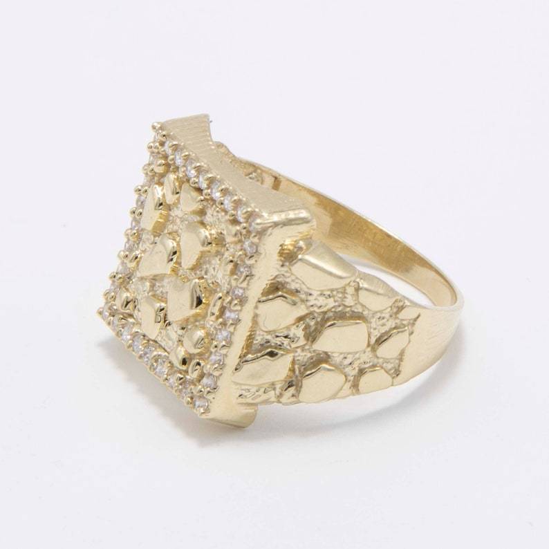 Shiny Square Nugget Ring Custom Engraved Ring