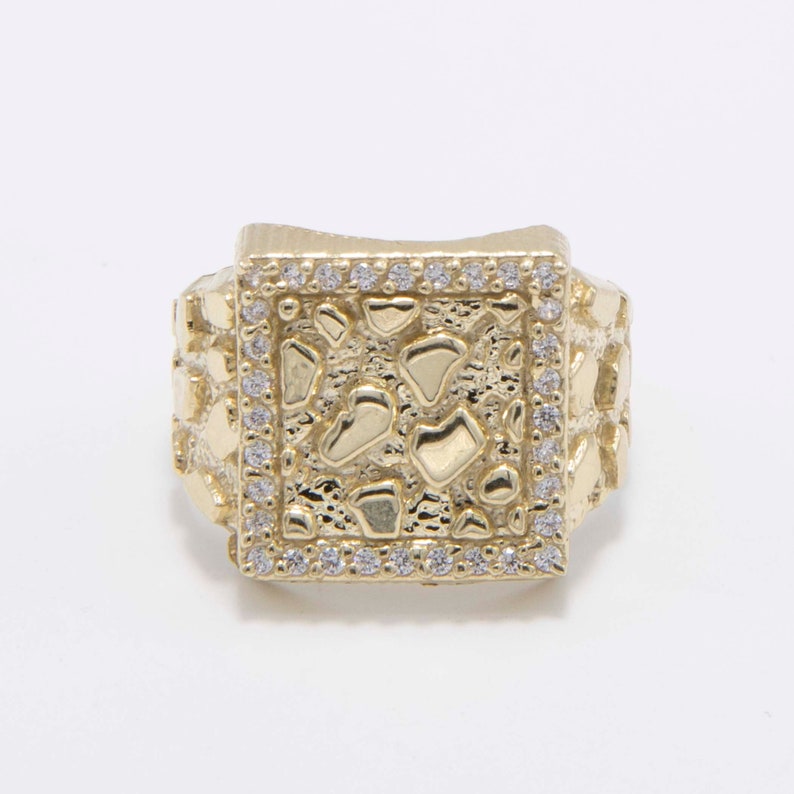 Shiny Square Nugget Ring Custom Engraved Ring
