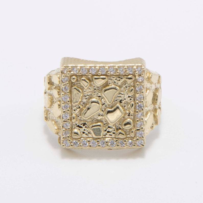 Shiny Square Nugget Ring Custom Engraved Ring