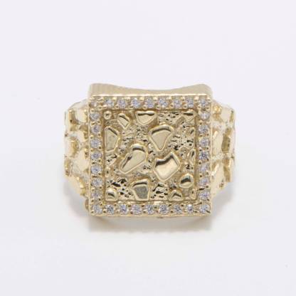 Shiny Square Nugget Ring Custom Engraved Ring