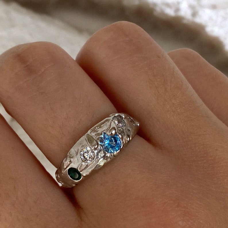 Irregular Chunky Nugget Ring Custom Birthstone Ring