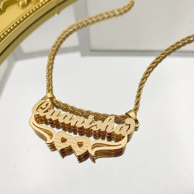 Double Plated 3D Nameplated Necklace Personalized Custom Name Necklace