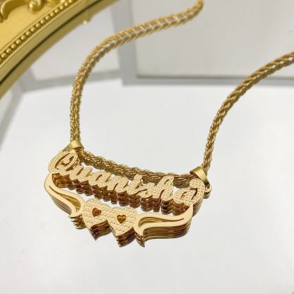 Double Plated 3D Nameplated Necklace Personalized Custom Name Necklace