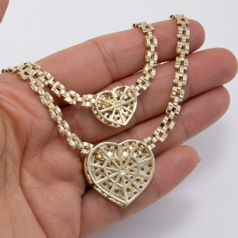 White CZ Zircon Heart Rx President Chain Necklace