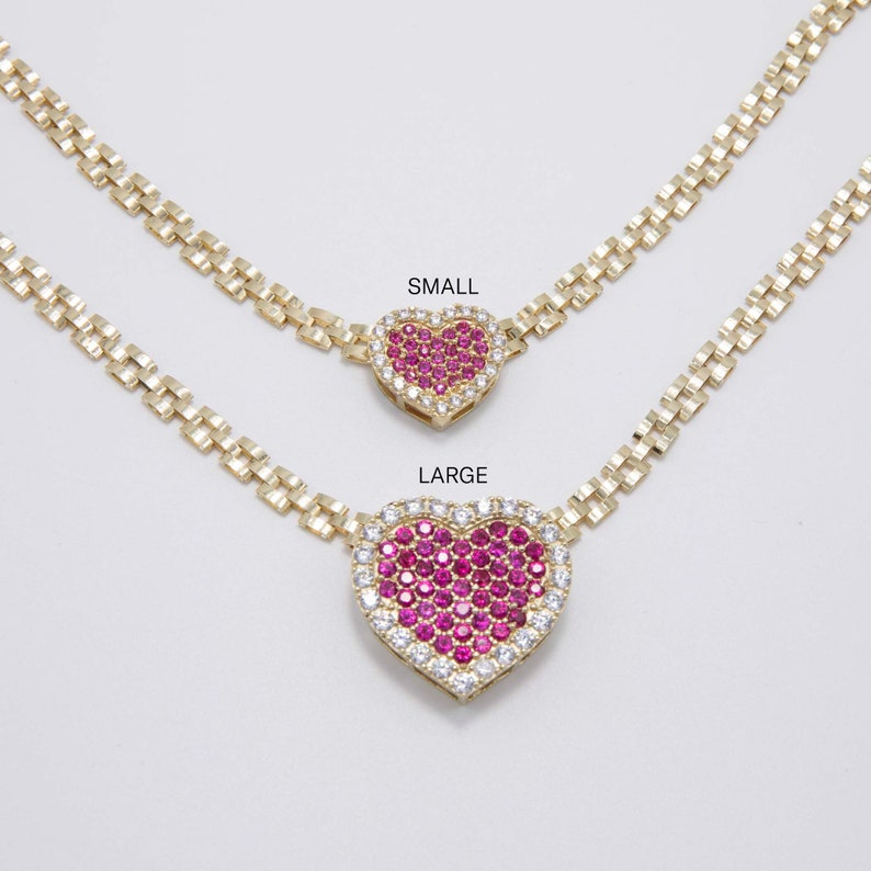 Pink CZ Heart Rx President Chain Necklace