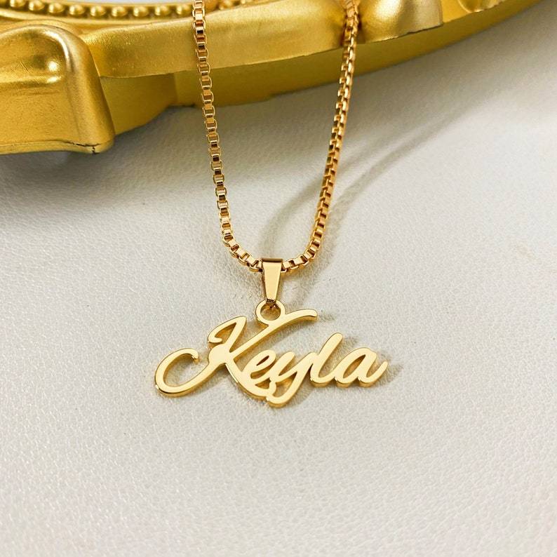 Personalized Name Necklace And 30mm Twist Name Hoop Earrings Kids Jewelry Set