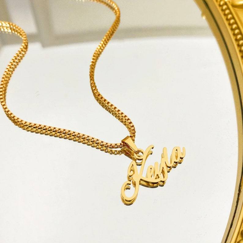 Personalized Name Necklace And 30mm Twist Name Hoop Earrings Kids Jewelry Set