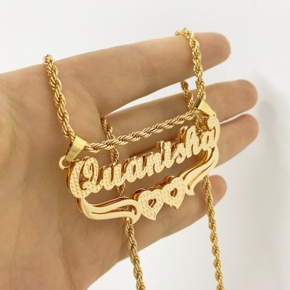 Double Plated 3D Nameplated Necklace Personalized Custom Name Necklace