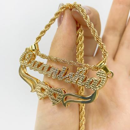 Double Plated 3D Nameplated Necklace Personalized Custom Name Necklace