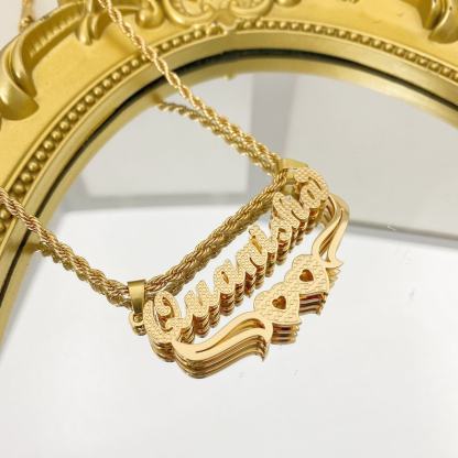 Double Plated 3D Nameplated Necklace Personalized Custom Name Necklace