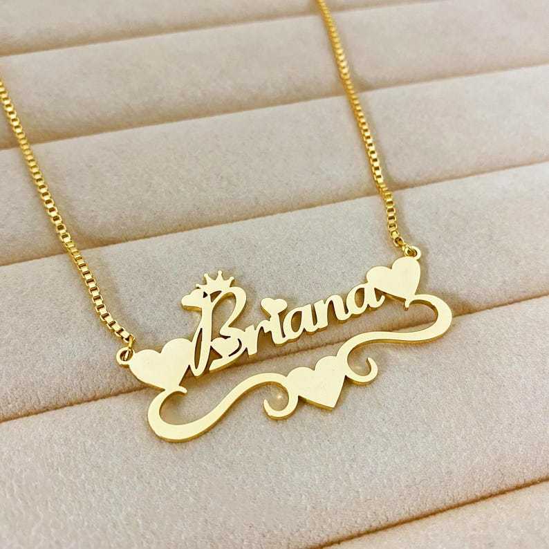 Personalized Heart Name Necklace And 25m Mini Name Earrings Kids Jewelry Set