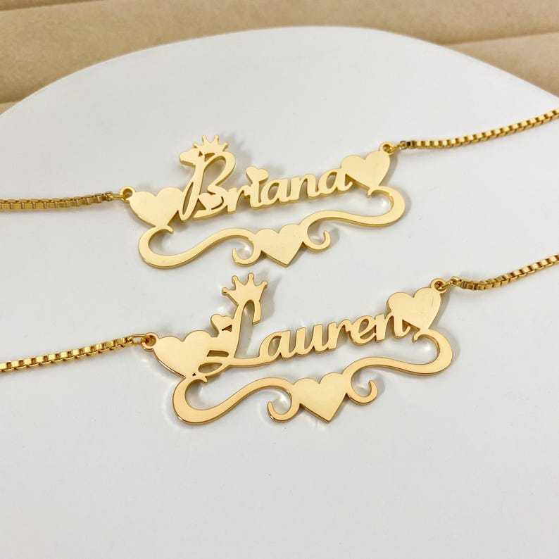 Personalized Heart Name Necklace And 25m Mini Name Earrings Kids Jewelry Set