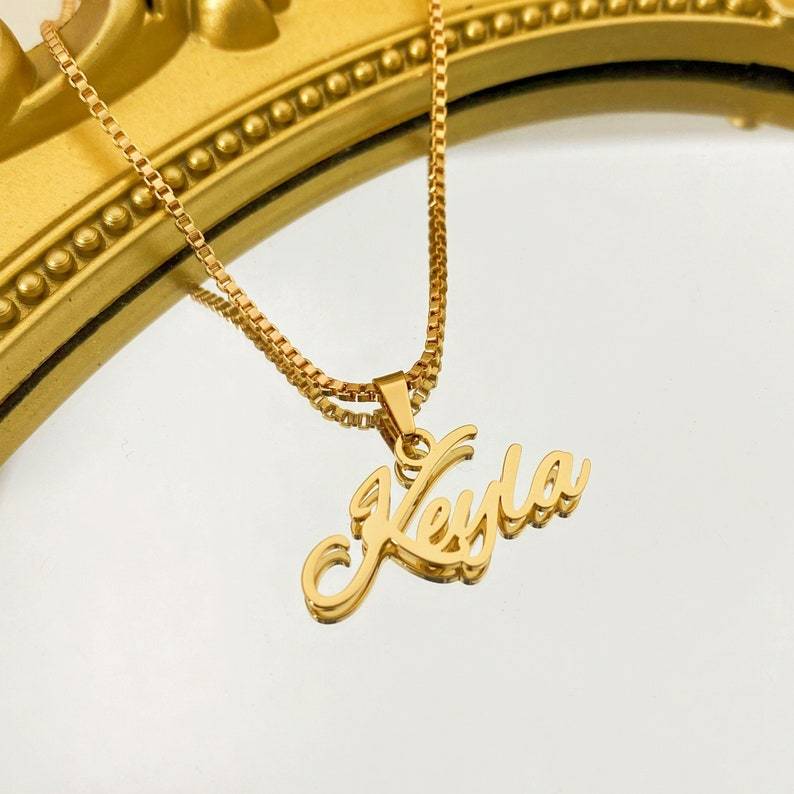 Personalized Name Necklace And 30mm Twist Name Hoop Earrings Kids Jewelry Set