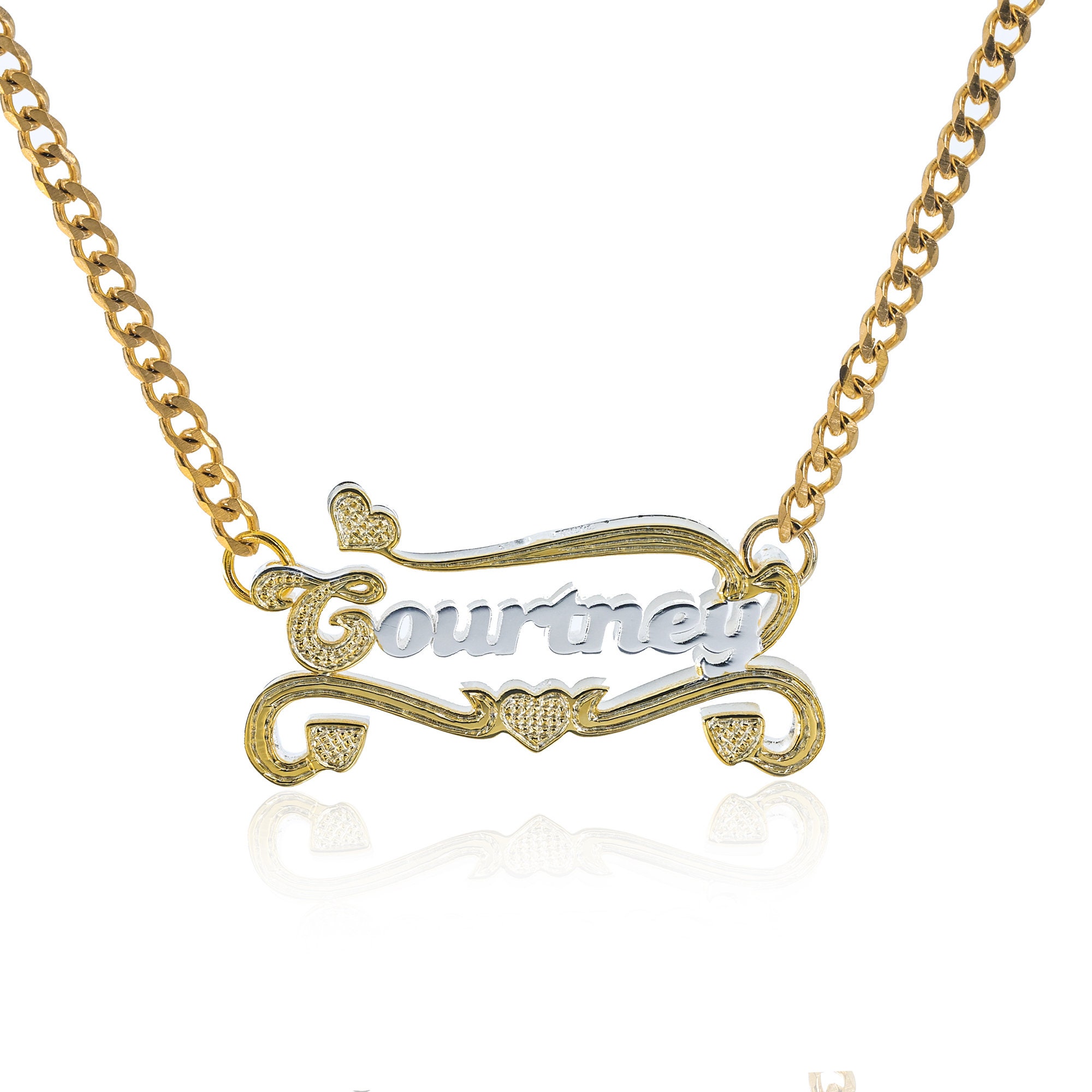 Personalized Double Plated Heart Name Necklace