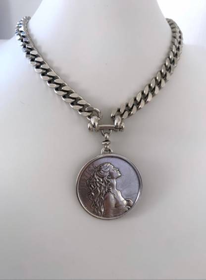 Medallion Necklace Gold Plated Vintage Necklace
