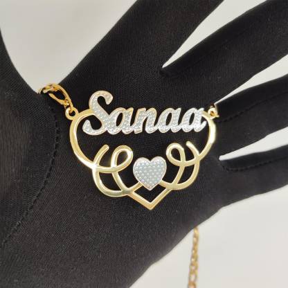  Double Plate Two Tone 3D Name Necklace